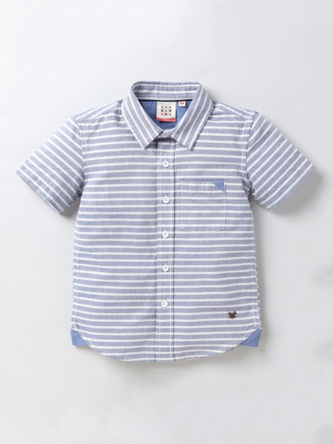

Ed-a-Mamma Boys White Premium Horizontal Stripes Opaque Striped Casual Shirt