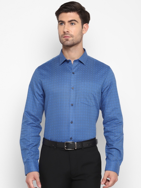 

Turtle Men Blue Slim Fit Opaque Printed Formal Shirt