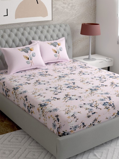 

EverHOME Lavender Floral Printed 144 TC Queen Bedsheet with 2 Pillow Covers
