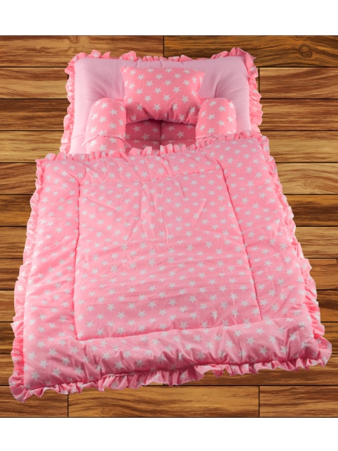 

mittenbooty Kids Pink & White Printed Quilt Bed Set With Frill Detail