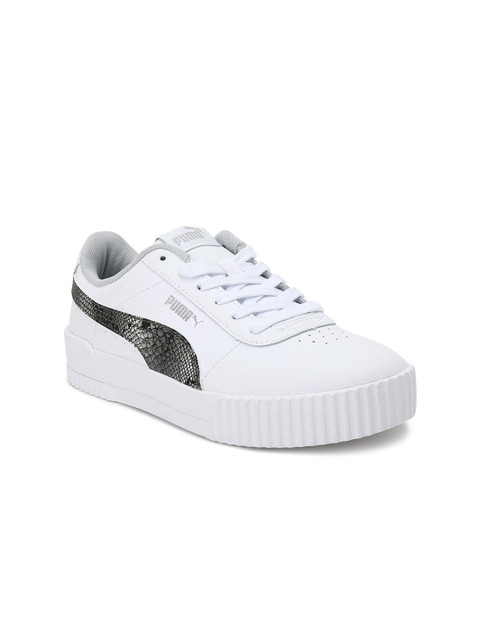 

Puma Women White Carina Leather Snake Sneakers