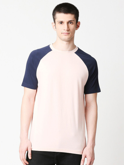 

Bewakoof Men Pink & Blue Colourblocked T-shirt