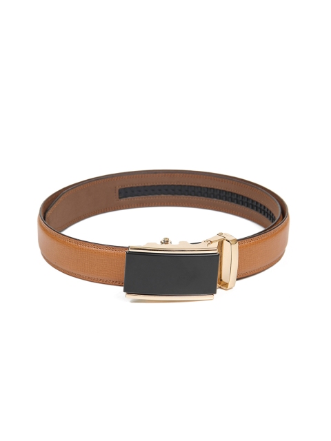 

Calvadoss Men Tan Textured Autoratch No Holes Belt