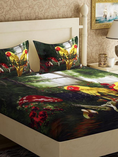 

Varde Multicolour Graphic Printed 140 TC King Bedsheet with 2 Pillow Covers, Multi