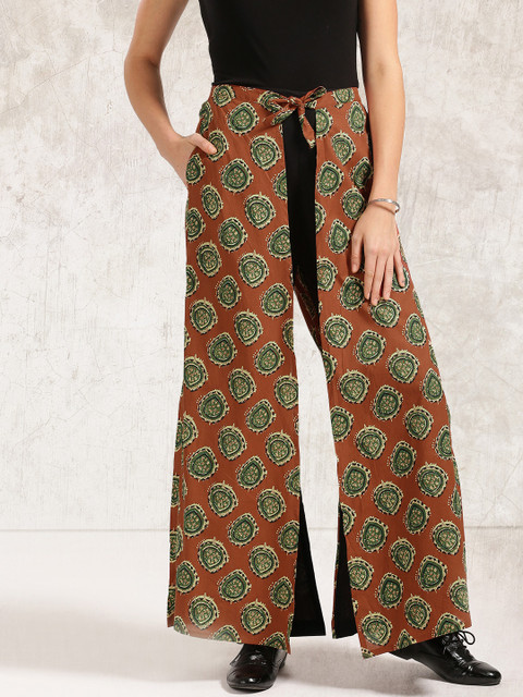 

Anouk Rust Red Printed Wrap-Style Palazzos