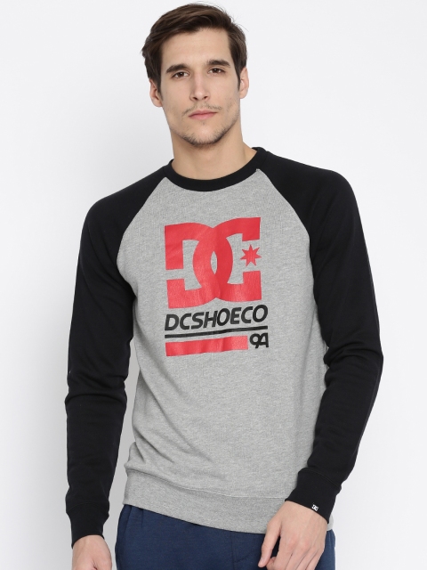 

DC Grey Melange & Black Colourblocked Sweatshirt