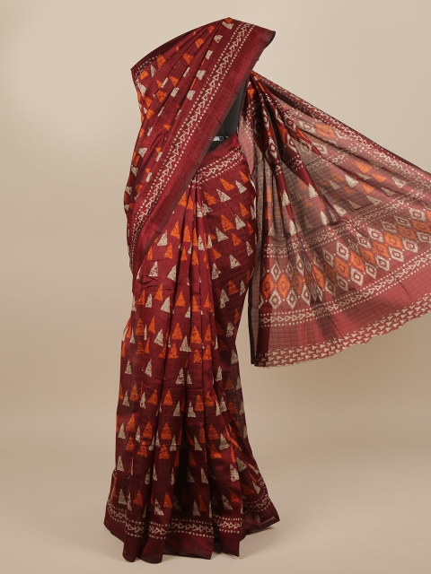 

Pothys Maroon & Orange Printed Saree