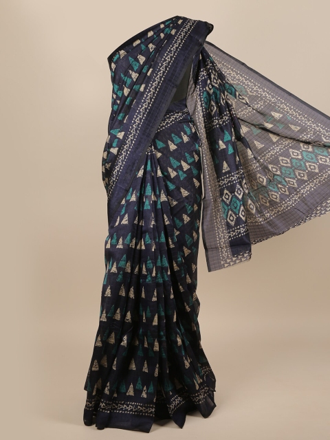 

Pothys Blue & Cream-Coloured Printed Saree