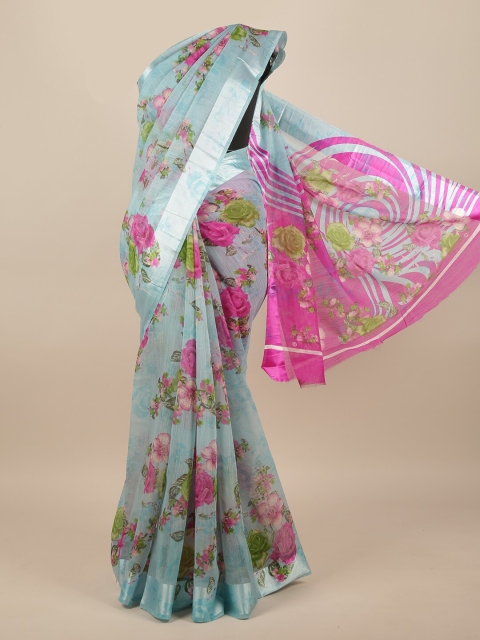

Pothys Blue & Pink Floral Saree