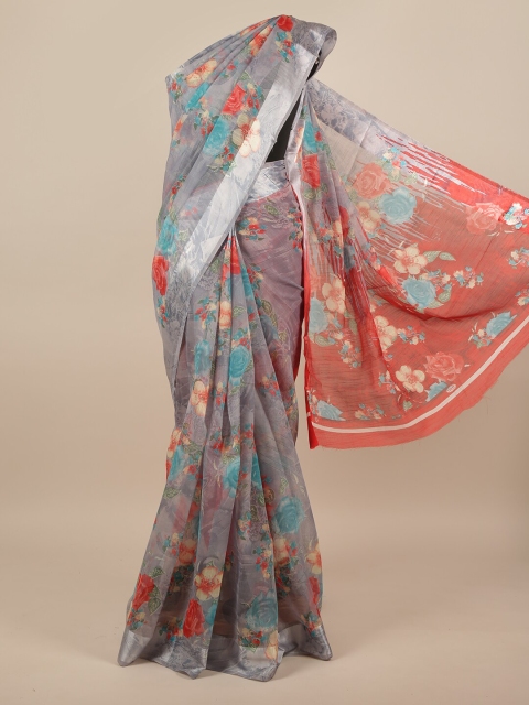 

Pothys Grey & Red Floral Saree