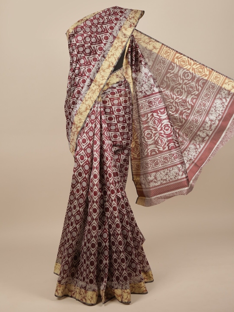 

Pothys Purple & Cream-Coloured Printed Saree