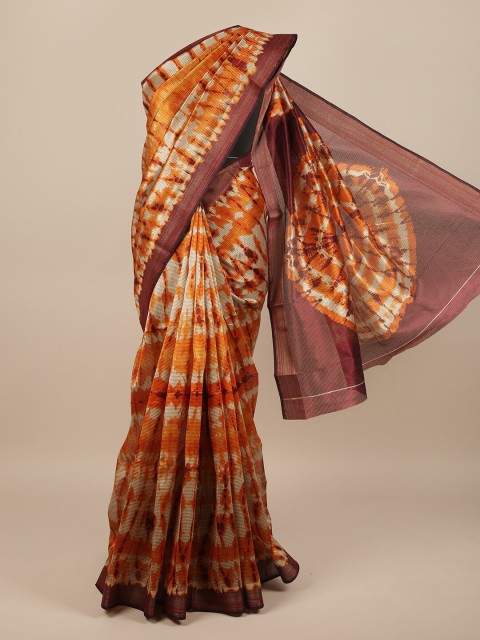 

Pothys Brown & Orange Tie and Dye Saree