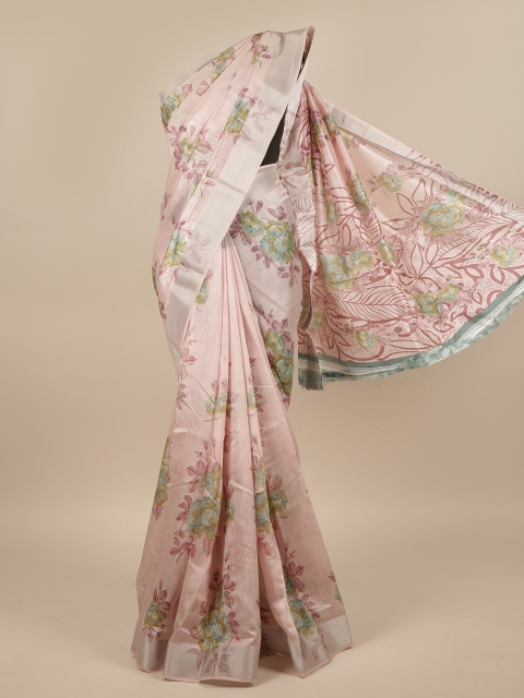 

Pothys Mauve & Green Floral Printed Zari Saree