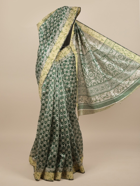 

Pothys Green & Cream-Coloured Printed Saree
