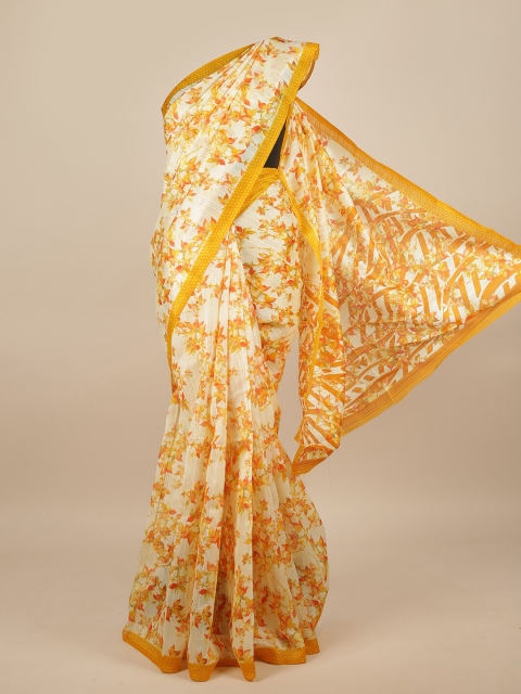 

Pothys Cream-Coloured & Yellow Floral Printed Saree