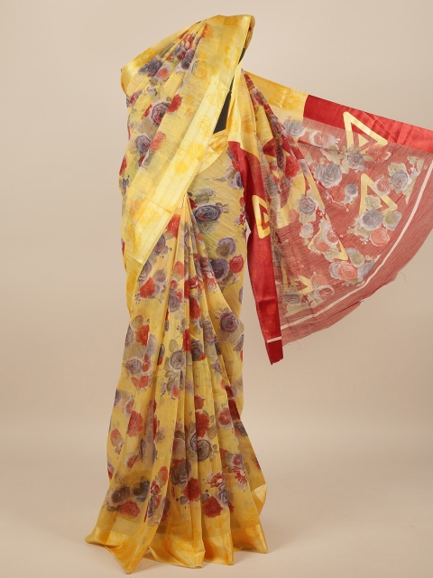 

Pothys Yellow & Grey Floral Printed Saree