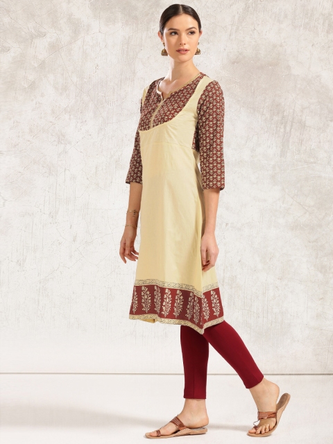 

Anouk Women Beige & Rust Printed A-Line Kurta