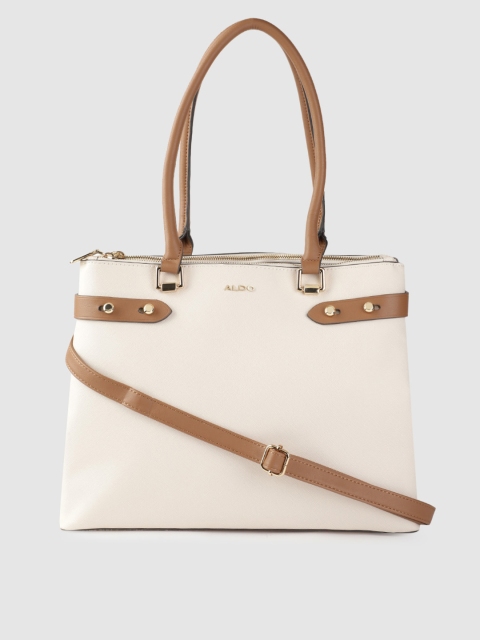 

ALDO Off White Saffiano Textured PU Structured Shoulder Bag