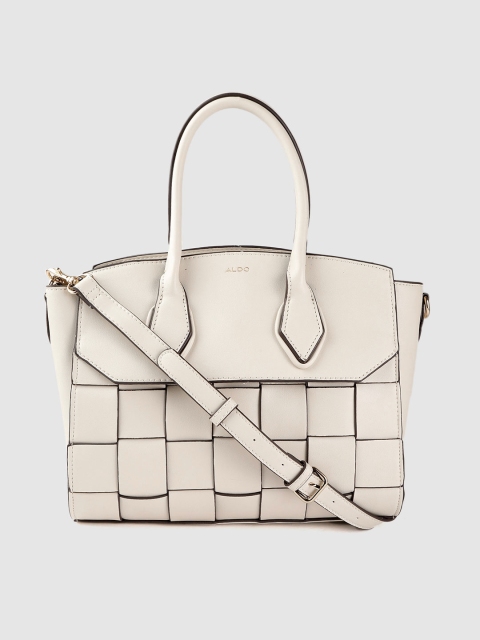 

ALDO Off White Basket Weave Structured Handheld Bag