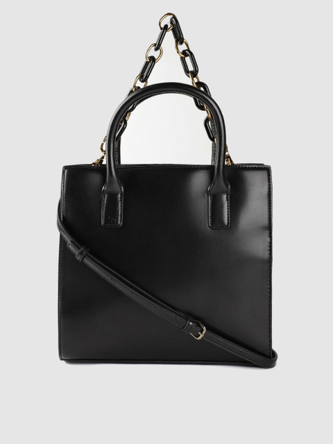 

ALDO Black Solid Structured Handheld Bag