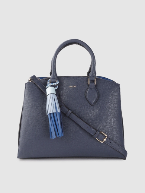 

ALDO Navy Blue Structured Handheld Bag with Tassels