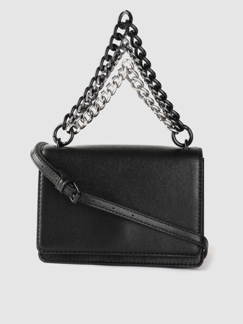 

ALDO Black Grainy Textured Structured Handheld Bag