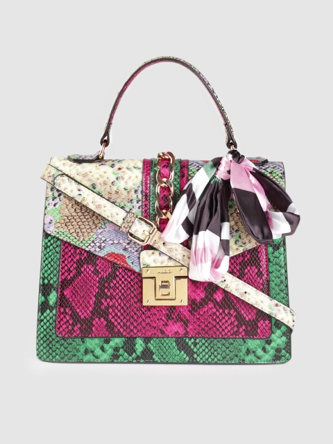 

ALDO Multicoloured Snakeskin Textured Satchel with Scarf, Multi