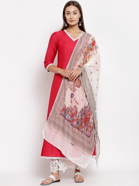 

Myshka Women Magenta & White Kurta