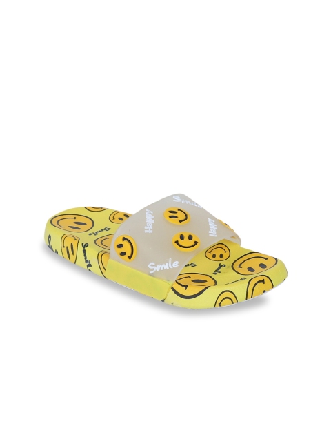 

FEETWELL SHOES Unisex Kids Yellow & Pink Printed Croslite Sliders