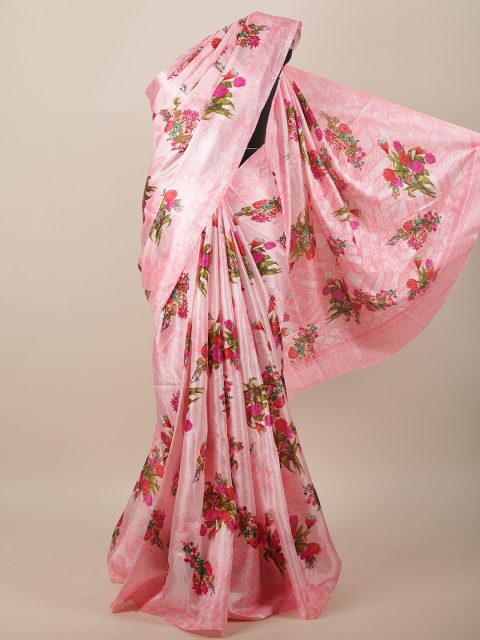 

Pothys Pink Cotton Blend Floral Printed Saree