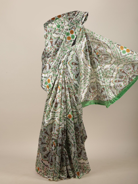 

Pothys Green & Brown Cotton Blend Geometric Printed Saree