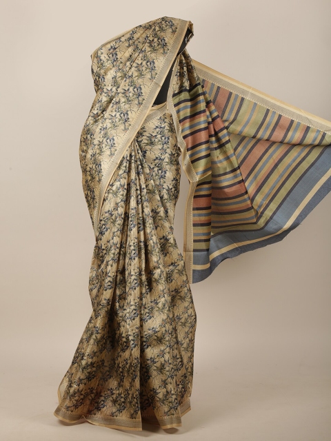 

Pothys Beige & Grey Floral Saree