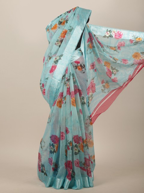 

Pothys Blue & Orange Floral Saree