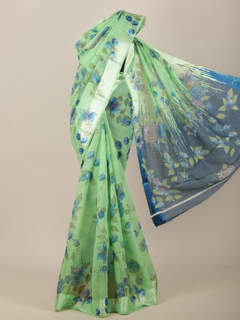 

Pothys Green & Blue Floral Saree