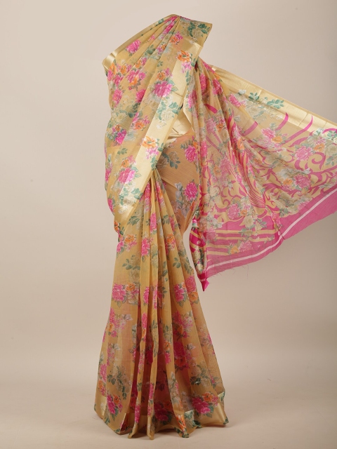 

Pothys Beige & Pink Floral Saree