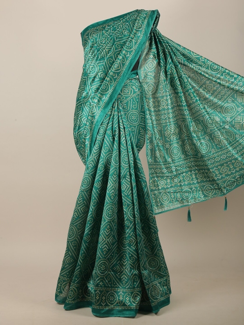 

Pothys Green & Beige Bandhani Saree