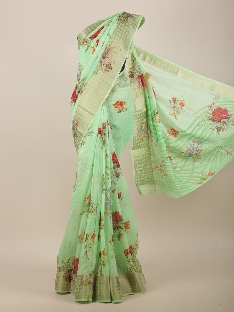 

Pothys Green & Red Floral Saree