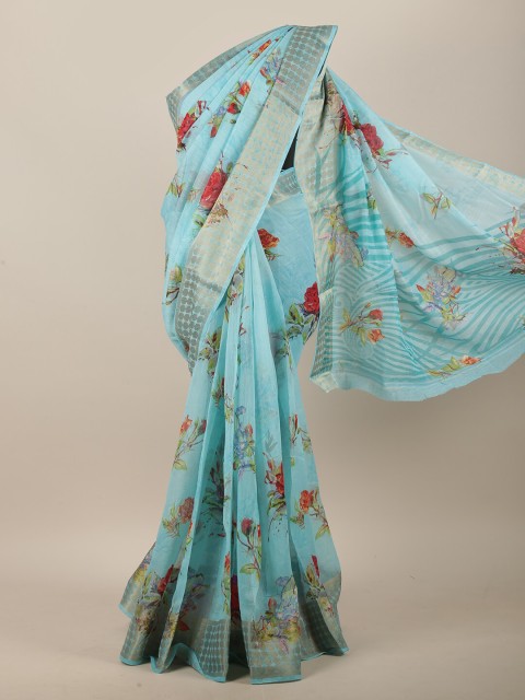 

Pothys Blue & Red Floral Saree
