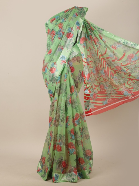 

Pothys Green & Red Floral Saree
