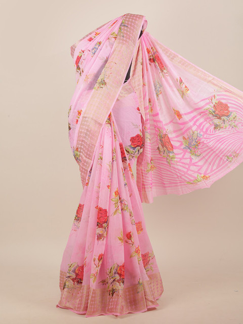 

Pothys Pink & Red Floral Saree