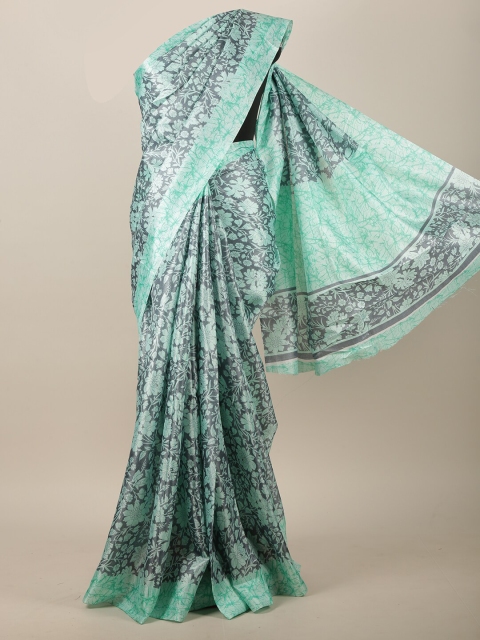 

Pothys Grey & Sea Green Floral Saree