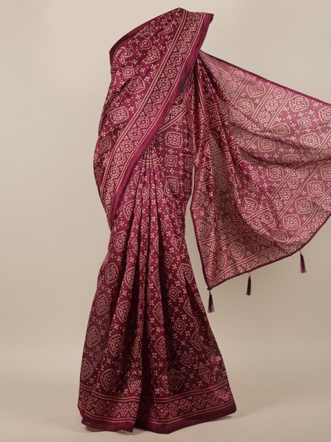 

Pothys Burgundy & Beige Bandhani Saree