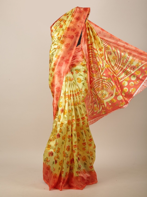 

Pothys Yellow & Orange Floral Saree