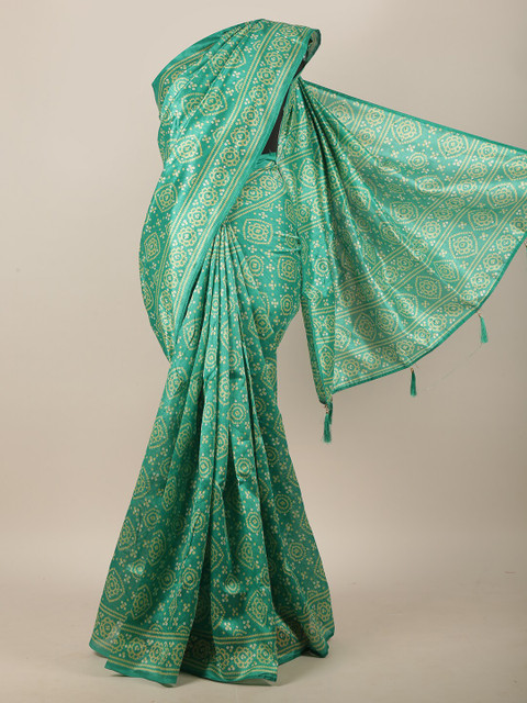 

Pothys Green & Beige Bandhani Saree