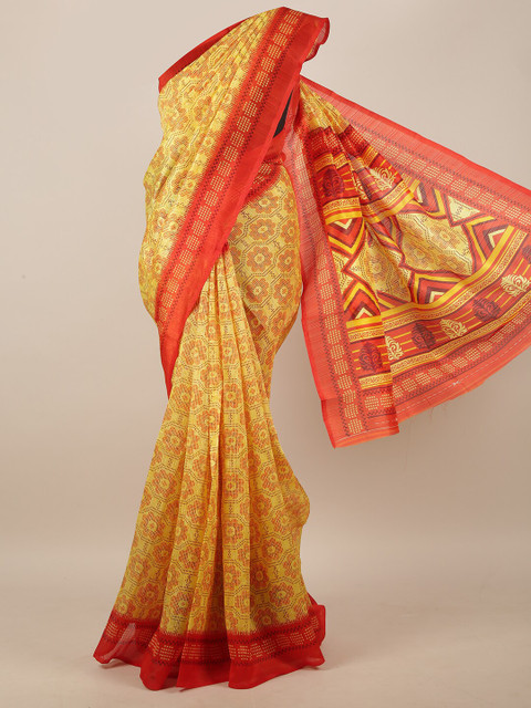 

Pothys Yellow & Red Floral Saree