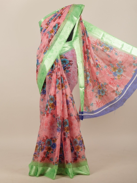 

Pothys Pink & Green Floral Saree