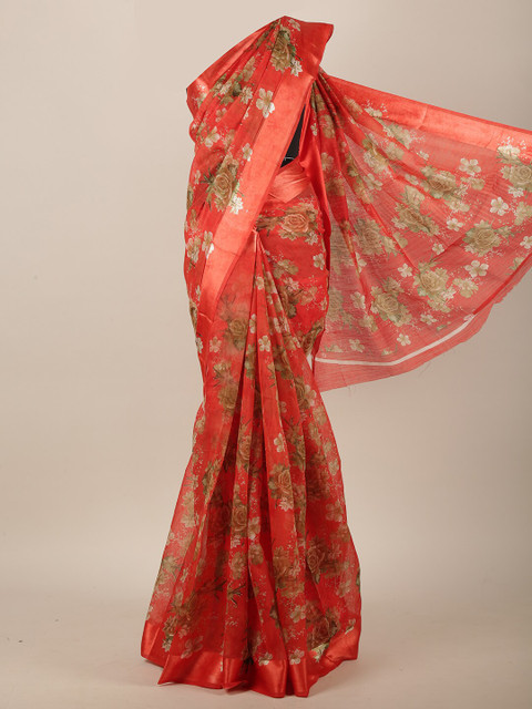 

Pothys Red & Brown Floral Saree