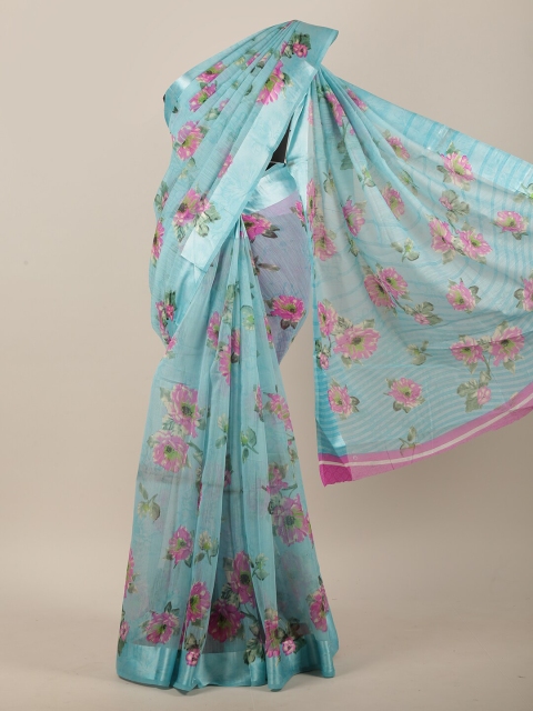 

Pothys Blue & Pink Floral Saree