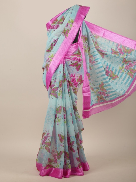 

Pothys Blue & Pink Floral Saree