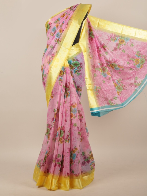 

Pothys Pink & Yellow Floral Saree